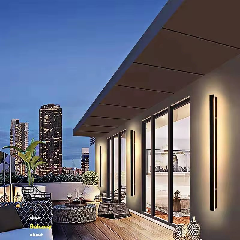 Waterproof Outdoor Wall Light LED Long Wall Light IP65 Aluminum Garden Villa Porch Decorative Light 110V 220V Outdoor Lighting