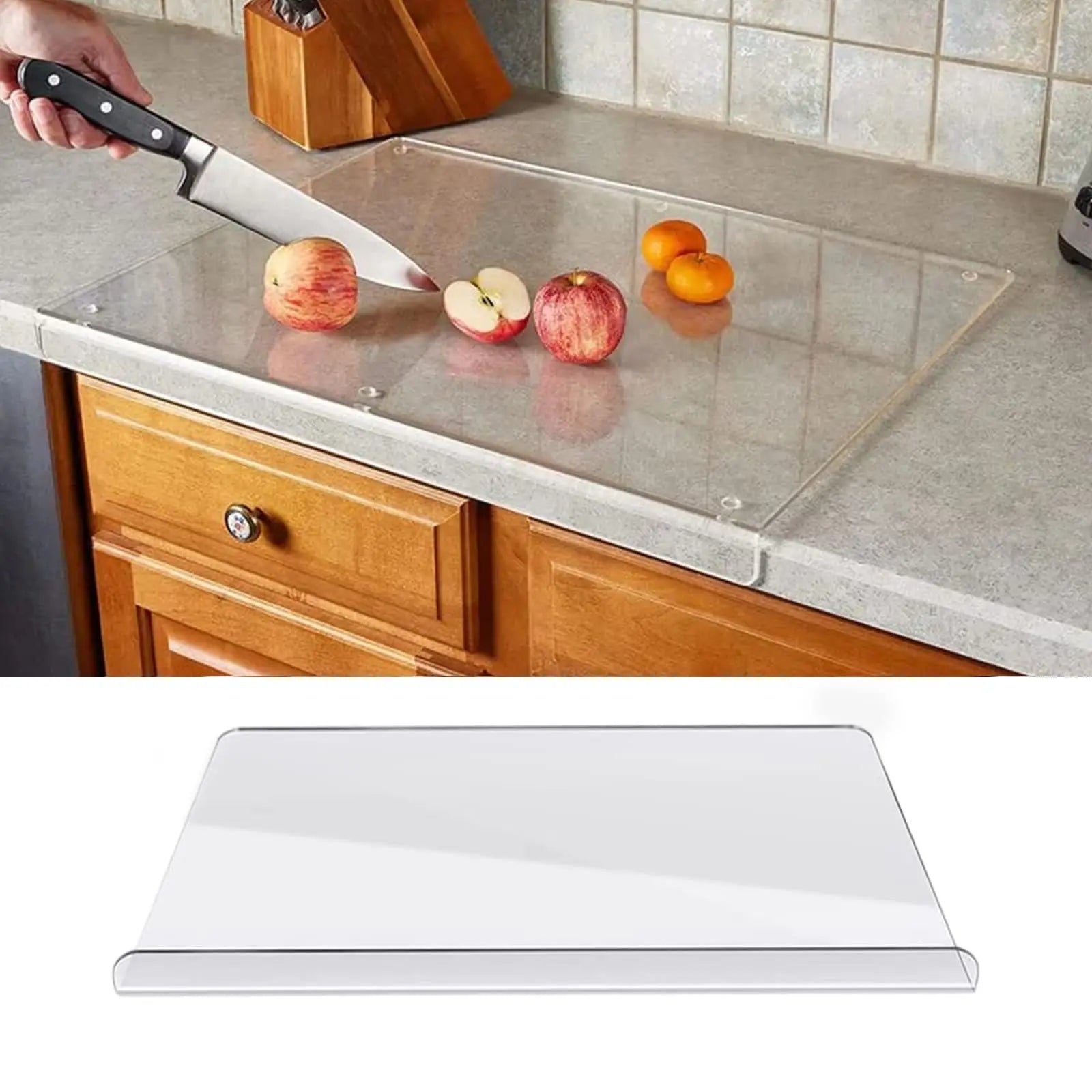 Acrylic Transparent Cutting Board with Lip Anti-Slip Kitchen Cutting Chopping Boards Counter Countertop Protector Kitchen Gadget