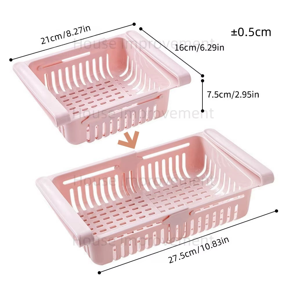 Retractable Multifunctional Tiered Refrigerator Shelf Fridge Organizer Box Fresh Divider Layer Shelf Kitchen Storage Organizer