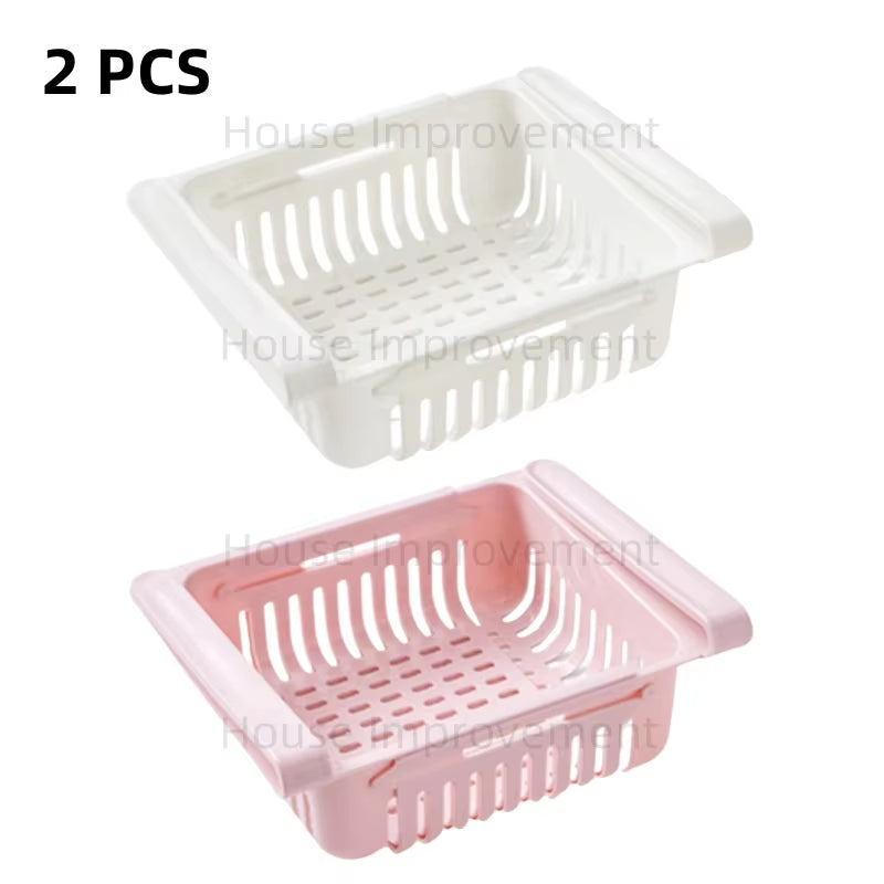 Retractable Multifunctional Tiered Refrigerator Shelf Fridge Organizer Box Fresh Divider Layer Shelf Kitchen Storage Organizer