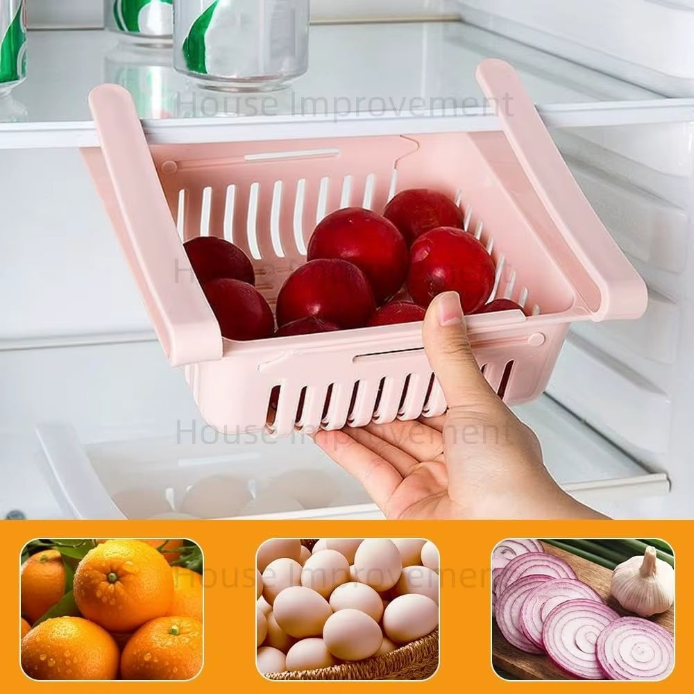 Retractable Multifunctional Tiered Refrigerator Shelf Fridge Organizer Box Fresh Divider Layer Shelf Kitchen Storage Organizer