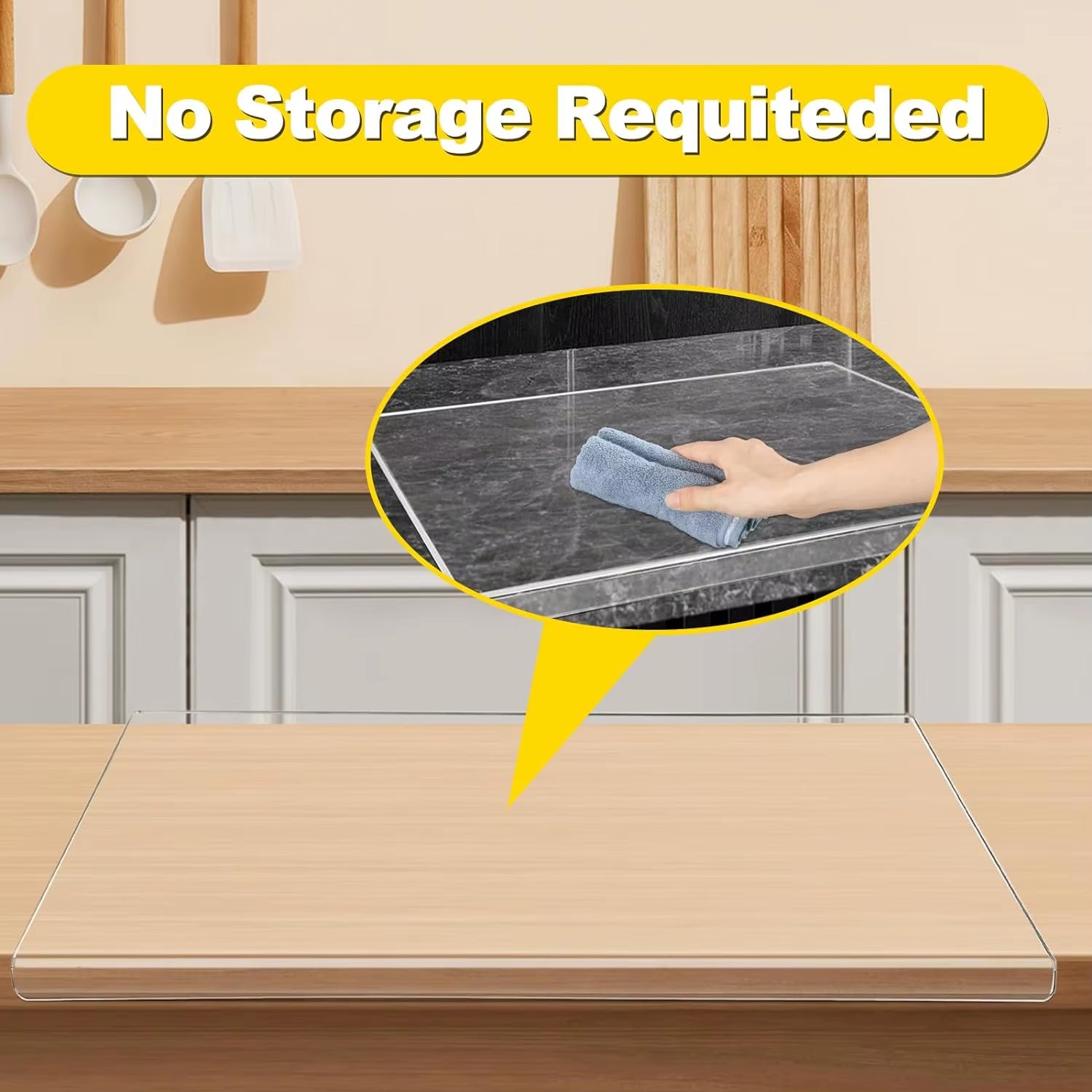 Acrylic Transparent Cutting Board with Lip Anti-Slip Kitchen Cutting Chopping Boards Counter Countertop Protector Kitchen Gadget