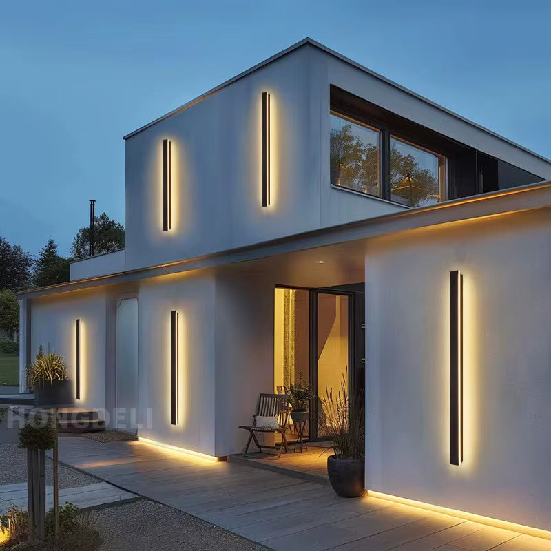 Waterproof Outdoor Wall Light LED Long Wall Light IP65 Aluminum Garden Villa Porch Decorative Light 110V 220V Outdoor Lighting